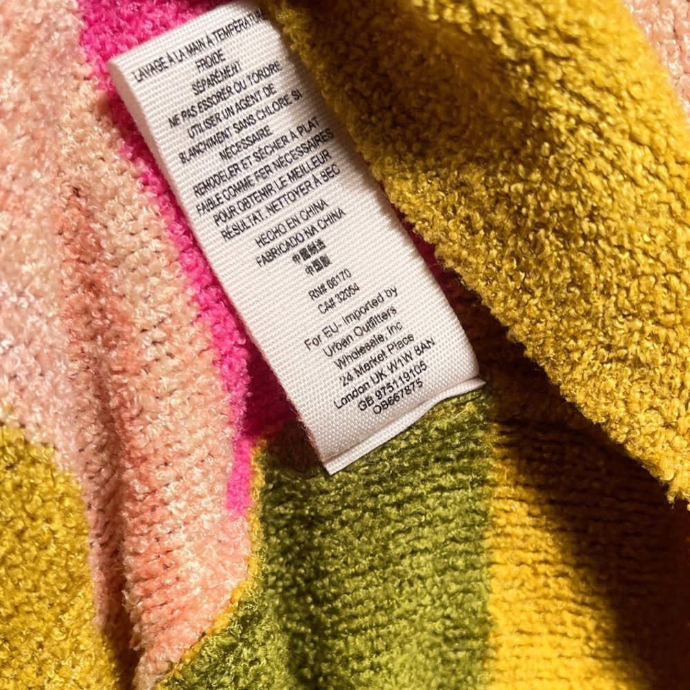 Free People Striped Batwing Sweater Pink Yellow Green Oversized, S - Picture 4 of 5